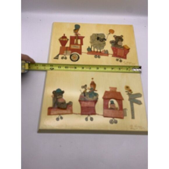 VTG Nursery Rhyme Train Decoupage Wall Hanging - Picture 4 of 12